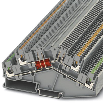 Phoenix Contact Disconnect - Multi-Level Terminal Block; PTTBS 2.5-2TGB ; 16A; 300V; 2-Level; #26 - #12; Push-In Connection; Gray